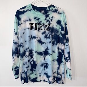 VS Pink Blue Tie Dye Long Sleeve Campus Tee